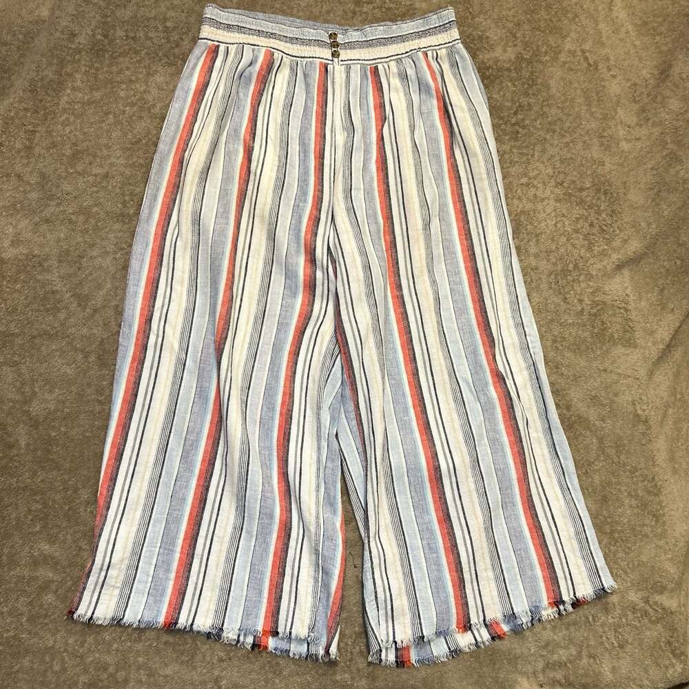 Cato Women’s Multicolor Linen Pull-On Pants with Elastic Band, Size L